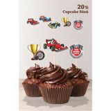 neşeli günlerim Yarış Araba Konseptli Kürdanlı Cupcake Süsü **kalın Kağıt