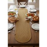 NEŞELİ HOME Jutty Hasır Görünümlü Jüt Dokuma Natural Oval Dekoratif Masa Runnerı 35x135 cm Mutfak Salon