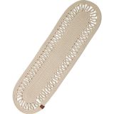 Neşeli Home Jutty Hasır Görünümlü Jüt Dokuma Oval Krem Örgü Dekoratif Runner 25X90 Cm Mutfak Salon Masa Örtü