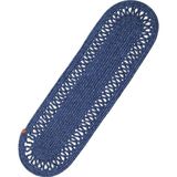 Neşeli Home Jutty Hasır Görünümlü Jüt Dokuma Oval Lacivert Örgü Dekoratif Runner 25X90 Mutfak Salon Masa Örtüsü