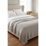 NEŞELİ HOME Liva Yumuşak Örgü Battaniye Düz Çift Kişilik 200x220 cm Vizon | Akrilik Yatak Örtüsü – Dekoratif Şal