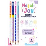 Neşeli Joy Kurşun Kalem 4 Adet Faber Castell Yuvarlak Gövdeli Siyah Kurşun Kalem Yumuşak Yazım Kolay Tutuş Kaliteli