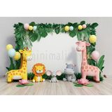 Neşeli Safari Hayvanları ile 200X150CM Arka Plan Stüdyo Fonu