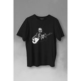 Neşet Ertaş Bozkırın Tezenesi Halk Müziği Bağlama Baskılı Tişört Unisex T-Shirt - Siyah - XL