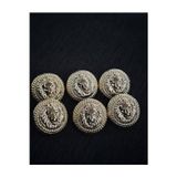 NESGO MODA Kabartmalı Aslan Desenli 28mm 44 Boy Buyuk Gold Metal Düğme Seti 6 Adet - Kaban ve Ceket Aksesuarı