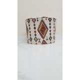Nesil Home Desenli Dijital Baskılı Kumaş Oturma Pufu Ayak Dayama Puf Bench - 40 x 40 x 30 cm - Krem