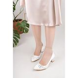 Nesil Shoes Bln 830 Sedef Kumaş Topuklu Kadın Ayakkabı
