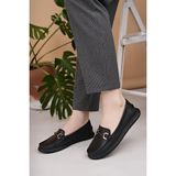 Nesil Shoes Eliz 24103 Siyah Hakiki Soft Deri Rok Günlük Kadın Ayakkabı