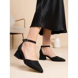 Nesil Shoes Ermod 301 Siyah Simli Topuklu Kadın Ayakkabı