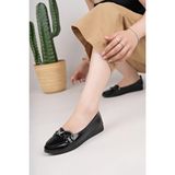 Nesil Shoes Mhd 68 Siyah Rugan Taşlı Günlük Kadın Babet