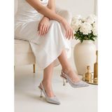 Nesil Shoes Özma 404 Gümüş Taşlı Topuklu Kadın Stiletto
