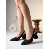 Nesil Shoes Özma 7025 Siyah Taşlı Kadın Sandalet
