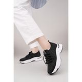 Nesil Shoes Swell 37100 Siyah Beyaz Triko Kadın Sneakers - Siyah - Beyaz