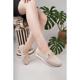 Nesil Shoes Wiss 0272 Bej Triko Örgü Kadın Ayakkabı