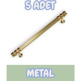 Nesli Alüminyum Metal Lüks Modern Mobilya Çekmece Mutfak Dolabı Kulpu Altın (5 Adet) - 96mm