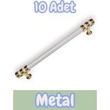 Nesli Alüminyum Metal Lüks Modern Mobilya Çekmece Mutfak Dolabı Kulpu Beyaz-Altın (10 Adet) - 192mm