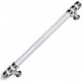 Nesli Alüminyum Metal Lüks Modern Mobilya Çekmece Mutfak Dolabı Kulpu Beyaz-Krom 128MM - Beyaz - Krom