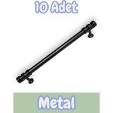 Nesli Alüminyum Metal Lüks Modern Mobilya Çekmece Mutfak Dolabı Kulpu Siyah (10 Adet) - 128mm