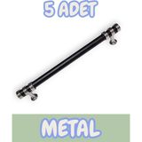 Nesli Alüminyum Metal Lüks Modern Mobilya Çekmece Mutfak Dolabı Kulpu Siyah-Krom 160MM (5 Adet) - Siyah - Krom