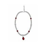 neslyaccessories Kırmızı Damla Taşlı Logolu Choker Kolye