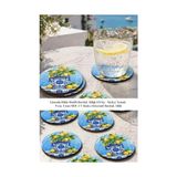 Nesnel Gift Limonlu Biblo Motifli Bardak Altlığı 6'lı Set – Sicilya Temalı - 9 Cm, 3 mm Mdf, Uv Baskı, Dekoratif Bardak Altlık