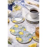 Nesnel Gift Sicilya Serisi Limon Desenli Bardak Altlığı 6'lı Set – Uv Baskı, 3 mm Mdf Dekoratif Bardak Altlık