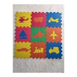 nesnelgift 9 Parça Büyük Boy ARAÇ DESENLİ Eva Oyun Karosu Yer Matı Puzzle Yapboz