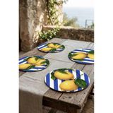 nesnelgift Çizgili Limon Desenli 4'lü Supla Set – Sicilya Temalı - 30 cm, 3 mm MDF, UV Baskı, Masa Sunumu