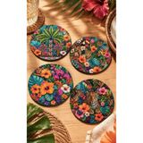 nesnelgift Safari Bardak Altlığı 4'lü Set 9 cm, 3 mm MDF, UV Baskı, Dekoratif Bardak Altlık