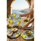 nesnelgift Sicilya Serisi Limon Desenli 4'lü Supla Set – Sicilya Temalı - 30 cm, 3 mm MDF, UV Baskı, Masa Sunumu