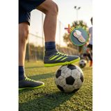 Nespa Çoraplı Erkek Halı Saha Kramponu - Kaymaz Tabanlı Bilekli Futbol Ayakkabısı + çorap hediye - Gri - Sarı