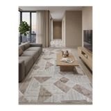 Nesrin İSKANDİNAV GEOMETRİK DESENLİ KREM KAHVE KAYMAZ JEL TABAN HALI