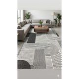 Nesrin JEL TABAN KAYMAZ MODERN GRİ SİYAH BEYAZ ÇİZGİLİ GÜZEL KESME HALI YOLLUK