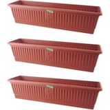 Ness Global 3 Adet 70 cm Balkon Saksısı Büyük Boy Dikdörtgen Plastik Saksı Seti