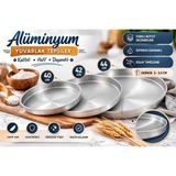 Ness Global 3'lü Alüminyum Yuvarlak Tepsi Seti – Farklı Boy Seçenekleri – Fırın Tepsisi Börek Baklava Pizza Için – Derinlik 3-3.5 cm