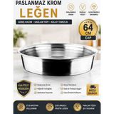 Ness Global 64 cm Paslanmaz Krom Salça Leğeni | Hamur Yoğurma, Turşu Kurma ve Gıda Hazırlama Leğeni