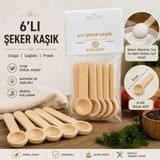 Ness Global 6'lı Ahşap Şeker Kaşığı 8 cm – Mini Baharat ve Tuz Kaşığı – Doğal Ahşap Mutfak Kaşığı