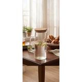 Ness Global Bambu Kapaklı Lüks Cam Sürahi - 1.5 Litre Geniş Hacimli Su ve Detoks Sürahisi