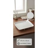 Ness Global Büyük Boy Silikon Dokulu ve Kaydırmaz Tabanlı Beyaz Plastik Sunum Tepsisi (45X35 Cm)