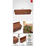 Ness Global Drenajlı Uzun Balkon Saksısı ve Tabak Altlığı 70 cm 13 Litre - Çürütmez Tabaklı Bahçe Saksısı - Taba / Kiremit - 2 Adet