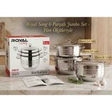 Ness Global Royal 6 Parça Çelik Tencere Seti 28 30 32 cm – 3 Tencere + 3 Kapak, Büyük Boy Mutfak Seti
