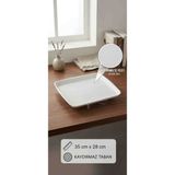 Ness Global Silikon Dokulu ve Kaydırmaz Tabanlı Beyaz Plastik Sunum Tepsisi (35X28 Cm)