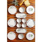 NESS HOME 14 Parça 6 Kişilik Stackable Lavantalı Kahvaltı Takımı - Lüx Kahvaltılık Sunum Seti Tabağı