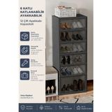 NESS HOME 6 Katlı 12 Ayakkabı Kapasiteli Katlanabilir ve Taşınabilir Portatif Ayakkabılık - Geniş Dolap Raf Kiler Dolabı
