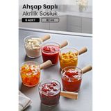 NESS HOME 6 lı Ahşap Saplı Mika Reçellik Sosluk Sofra Sunum Kahvaltı Seti - Ahşap Saplı Sunumluk 82 ml