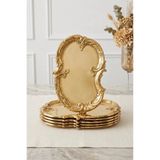 NESS HOME 6'lı Bulut Gold İşlemeli Vintage Tepsi,Şık Servis Tabağı-Sunum Tepsisi Sunumluk 31 cm
