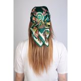 NESSCARF Kadın Desenli Siyah İpeksi Rayon Fular 70x70 Kare