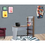 Nesse Shop Raflı Çalışma ve Bilgisayar Masası Yenilikçi Tasarım - Y: 130 cm D: 50 cm G: 120 cm - Beyaz - Ceviz