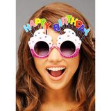 Nessi World 12x7 cm Happy Birthday Yazılı Beyaz Fuşya Renk Parti Gözlüğü
