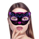 Nessi World 20x13 cm Siyah Kadife Kaplama Üzeri Pembe Mavi Sim İşlemeli Kedi Maskesi